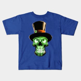 Green Skull with a Tophat Kids T-Shirt